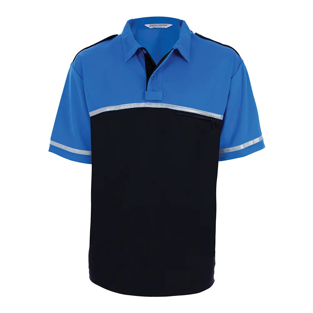Camisa Coolmax Polo Bitono Manga Corta Color Azul Real y Azul Marino